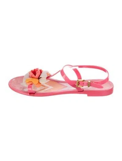 Pre-owned Missoni Rubber Floral Print Slingback Sandals In Pink