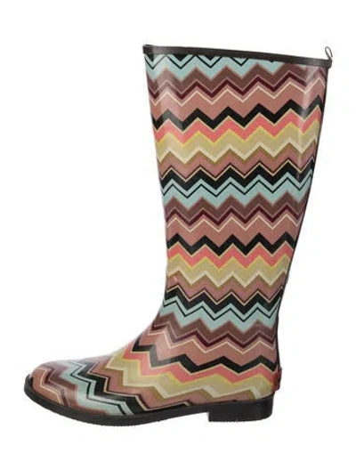 Pre-owned Missoni Rubber Patterned Rain Boots In Brown