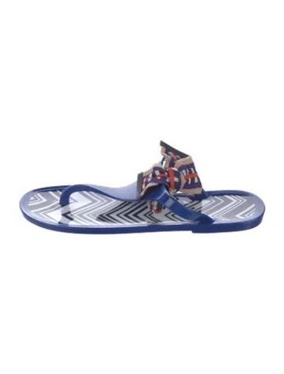 Pre-owned Missoni Rubber Printed Flip Flops In Blue