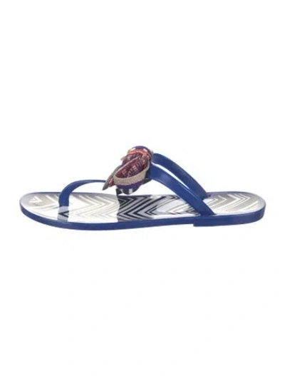 Pre-owned Missoni Rubber Printed T-strap Sandals In Blue