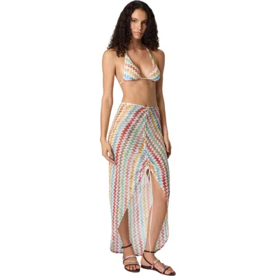 Missoni Ruched Long Skirt In Lamé Viscose With Micro Zigzag Pattern In Multi