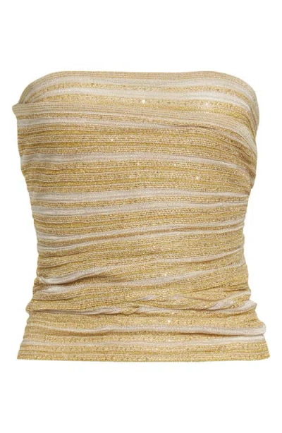 Missoni Ruched Metallic Tube Top In Yellow