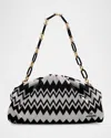 Missoni Ruched Optical Wave Zigzag Pouch Bag In Black