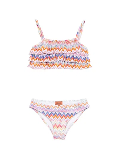 Missoni Kids' Ruffled Chevron Bikini In Multi