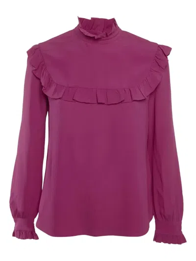 Pre-owned Missoni Ruffled High-neck Blouse In Pink