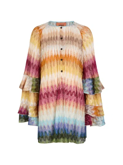 Missoni Striped Metallic Crochet-knit Mini Dress In Multi