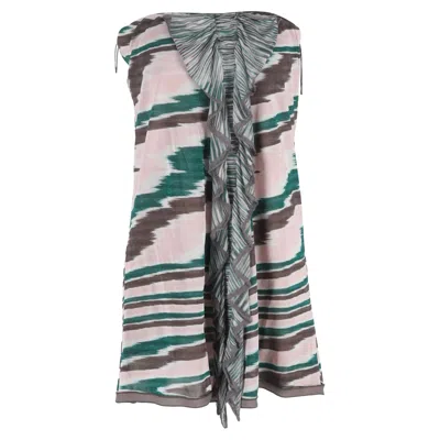 Missoni Ruffled Strapless Mini Dress In Multicolor Viscose In Gray