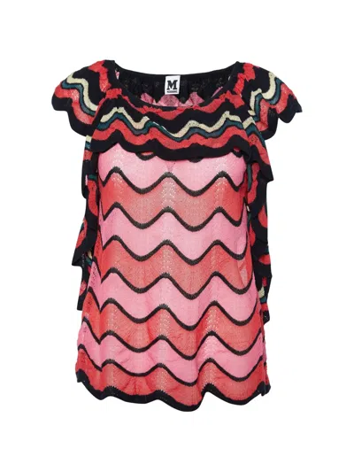 Pre-owned Missoni Ruffled Zigzag Blouse In Black