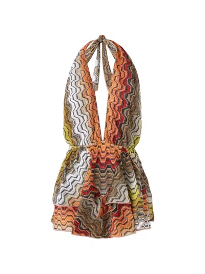 Missoni Ruffled Zig-zag Mini Dress In Multi