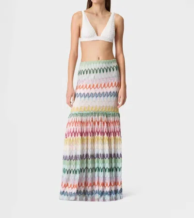 Missoni Ruffles And Lace Motif Long Skirt In Multi White
