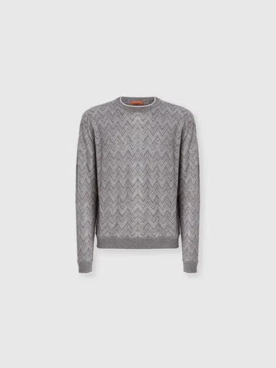 Missoni Rundhalspullover Aus Kaschmir Mit Zickzackmuster In Gray