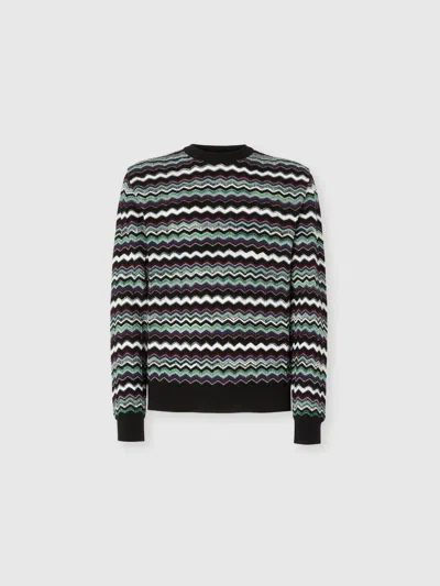 Missoni Crew Neck Sweater With Zigzag Pattern In Multi