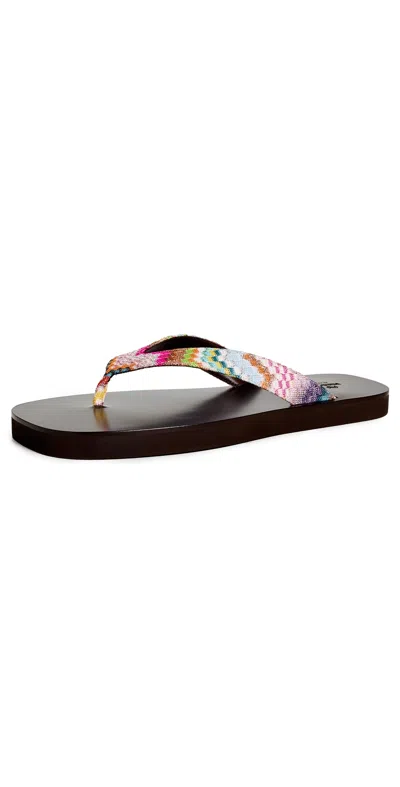 Missoni Ruth Sandals Raschel Zig Zag Metallic Multicolor In Animal Print