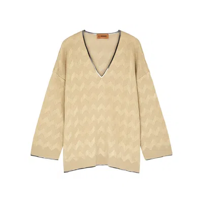 Missoni Sand Zigzag Knitted Jumper In Neutral