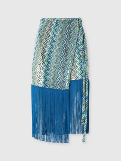 Missoni Sarong-rock Aus Zick-zack-lamé Aus Viskose Mit Pailletten Und Fransen In Multicoloured