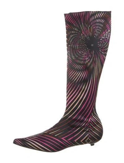 Pre-owned Missoni Satin Graphic Print Boots In Multicolor