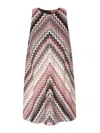 Missoni Mini A-line Dress With Serrated Zigzag Lamé Motif In Multicolor