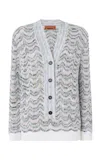Missoni Scallop Deep-v Buttoned Sweater In Multi