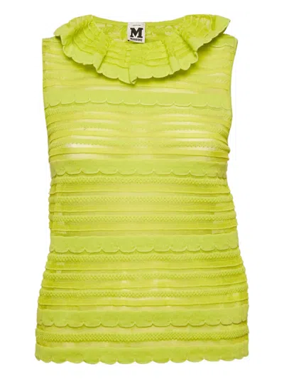 Pre-owned Missoni Scalloped Knit Top In Green