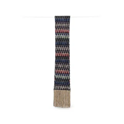 Missoni Zigzag-knit Fringed Scarf In Green