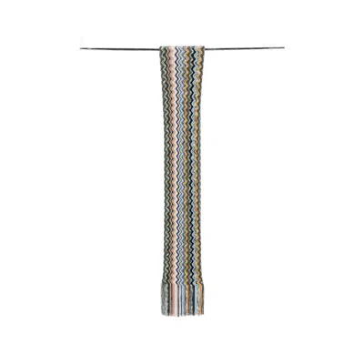 Missoni Zigzag-knit Fringed Scarf In Gray