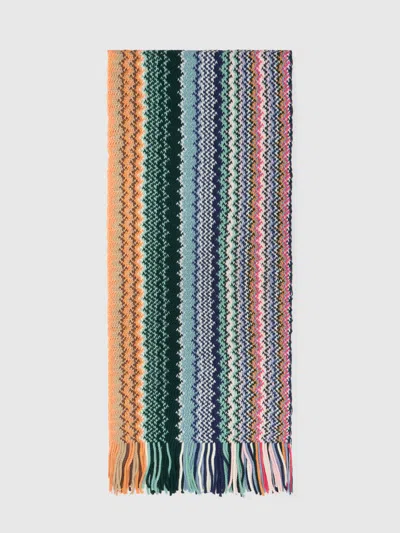 Missoni Pure Wool Scarf With Fringes In Multi