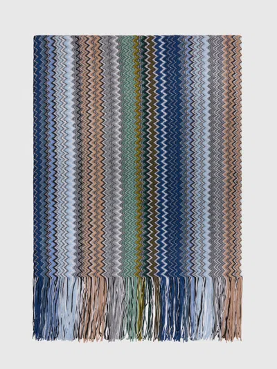 Missoni Schal Aus Wollmischung Mit Zig Zag-muster Und Fransen In Mehrfarbig