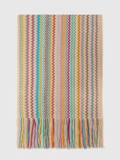 Missoni Scarf With Zigzag Pattern And Fringes In Multi