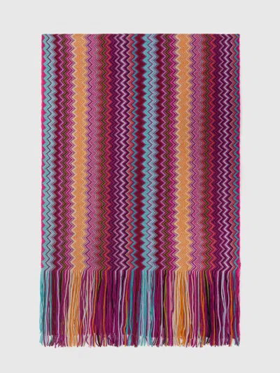 Missoni Scarf With Zigzag Pattern And Fringes In Multi