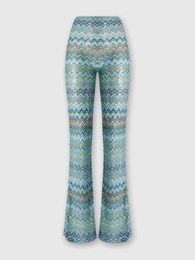 Missoni Schlaghose Aus Zick-zack-lamé-viskose Mit Pailletten Und Fransen In Multicoloured