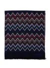 Missoni Multicolor Scarf With Zigzag Motif And Fringed Hem In Wool Man In Black