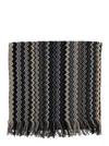 Missoni Multicolor Scarf With Zigzag Motif And Fringed Hem In Wool Man In Black