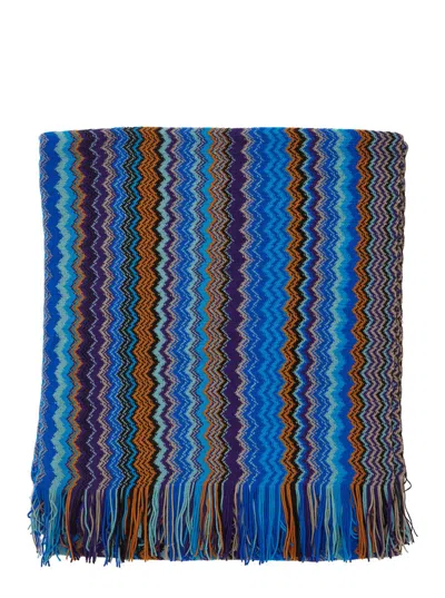 MISSONI MULTICOLOR RECTANGULAR SCARF WITH CHEVRON MOTIF IN VISCOSE BLEND MAN