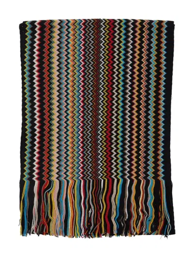 Missoni Fringed Zig-zag Wool Scarf In Multi