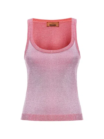 Missoni Scoop-neck Knitted Tank Top In Pink