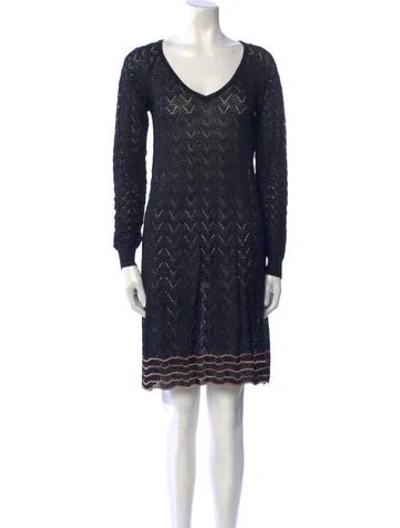 Pre-owned Missoni Scoop Neck Mini Dress In Black