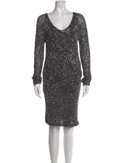 Pre-owned Missoni Scoop Neck Mini Dress In Gray