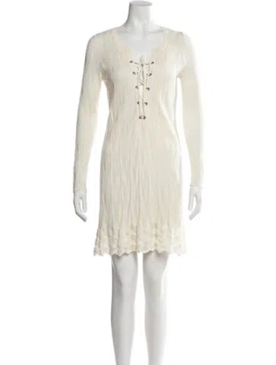 Pre-owned Missoni Scoop Neck Mini Dress In White