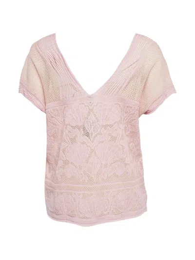 Pre-owned Missoni Seashell-motif V-neck Top In Pink