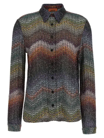 Missoni Sequin-embellished Zigzag Metallic-knit Shirt In Multi