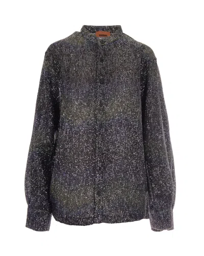 Missoni Sequin Button-front Shirt In Multicbrown/blu/yell