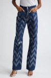 Missoni Zig Zag Sequined Denim Straight Jeans In Transparent Sequins Dark Blue