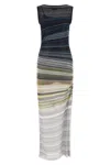 Missoni Long Boat-neck Dress In Striped Knit In Black