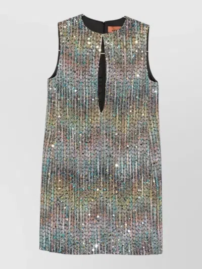 Missoni Sequin Dress Sleeveless Keyhole Neckline Knee Length In Multi