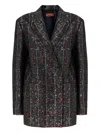 Missoni Double-breasted Checked Blazer Featuring Sequins In Black