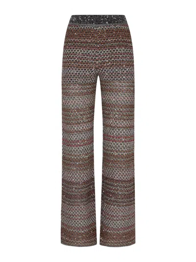 Missoni Sequin Embellished Flared Knitted Trousers In Multicolour