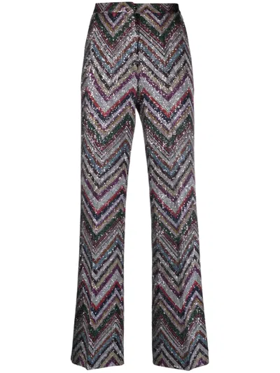 Missoni Sequin-embellished Flared Trousers In Black