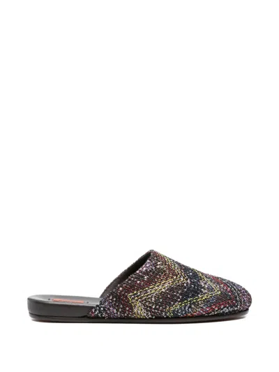 Missoni Sequin-embellished Flat Mules In Blue