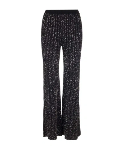 Missoni Wide-leg High Waist Striped Sequin Trousers In Black