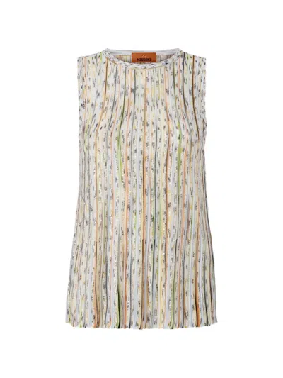 Missoni Ribbed Mixed Viscose Sleeveless Top With Sequins In Brown